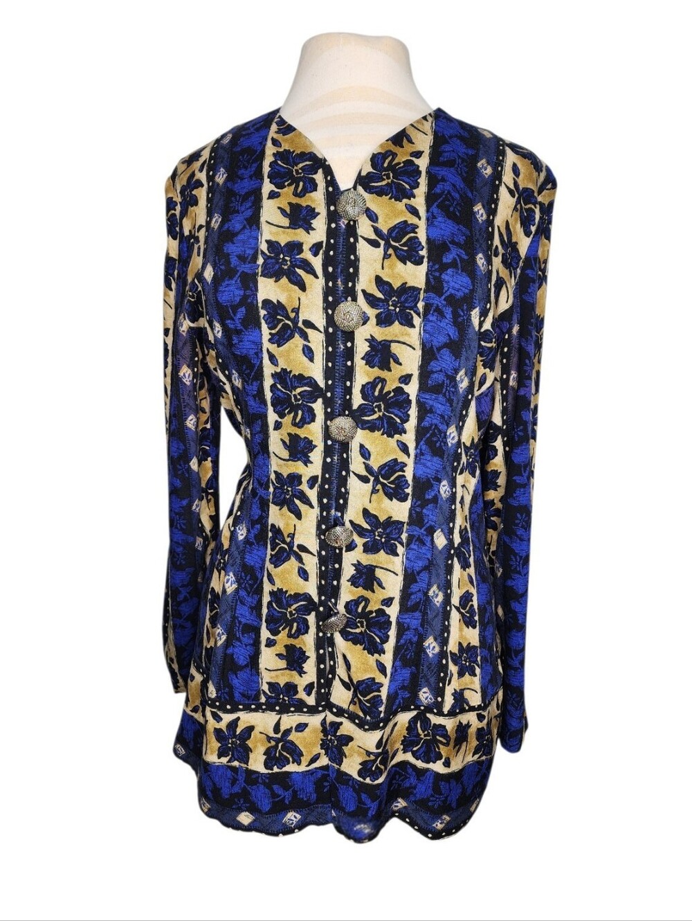 Lady Carol Vintage Floral Button Front Blouse Size 16 Made in USA